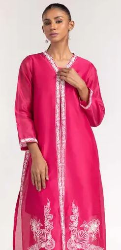 2PC Rawsilk Embosed Printed Shirt with Trouser